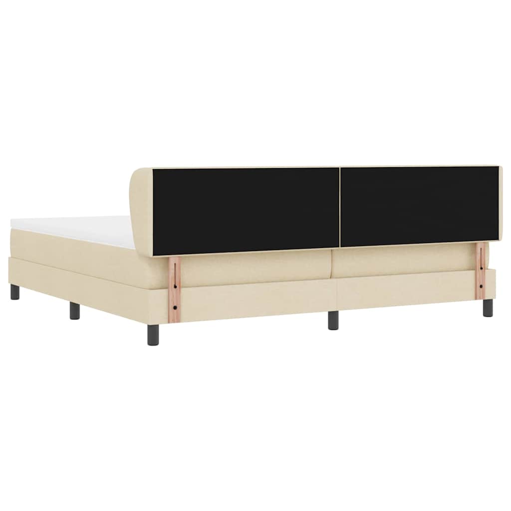 Boxspringbed met matras met hoofdeinde Crème 200 x 200 cm Stof is nu te koop bij PeponiXL, paradijselijk wonen!