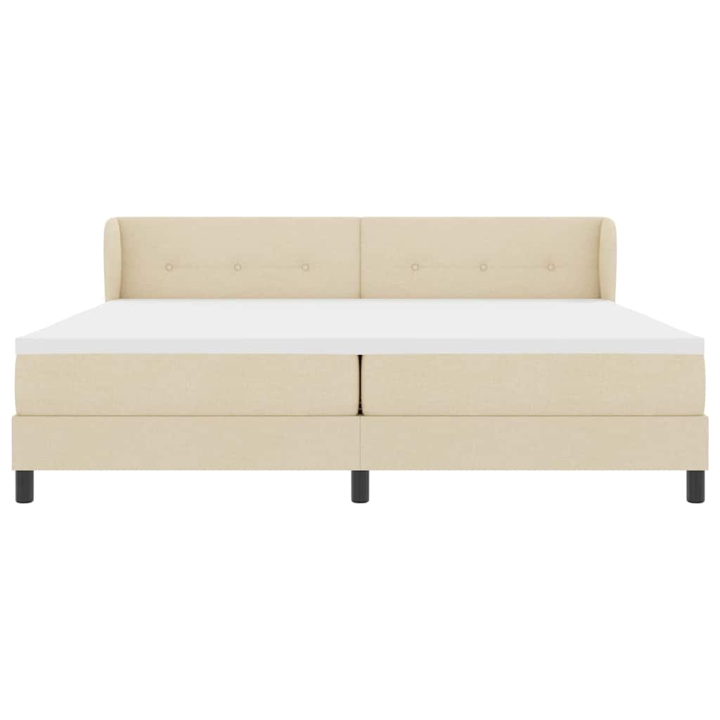 Boxspringbed met matras met hoofdeinde Crème 200 x 200 cm Stof is nu te koop bij PeponiXL, paradijselijk wonen!