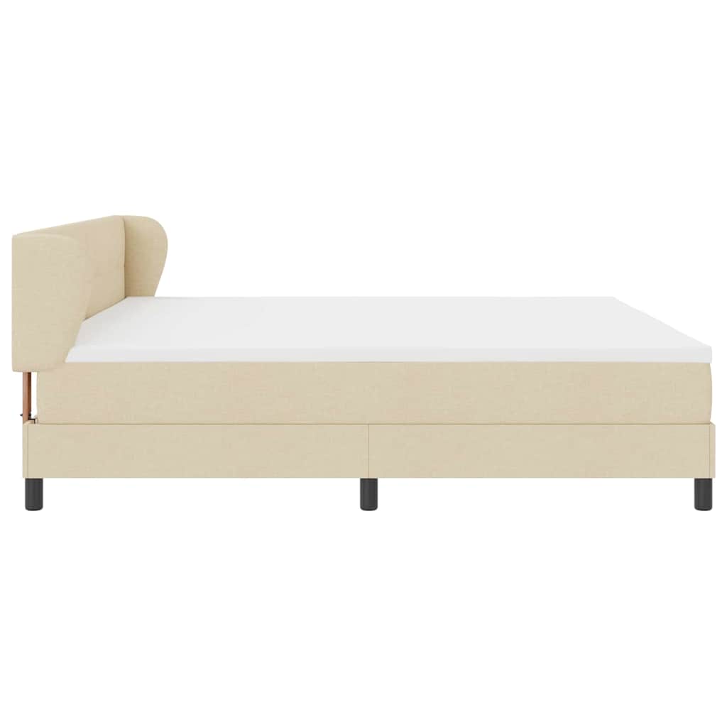 Boxspringbed met matras met hoofdeinde Crème 200 x 200 cm Stof is nu te koop bij PeponiXL, paradijselijk wonen!
