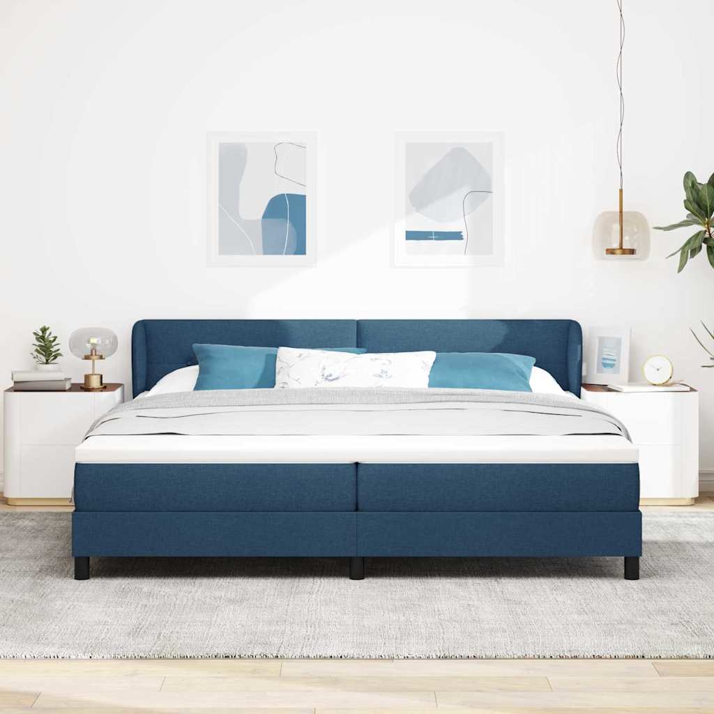 Boxspringbed met matras met hoofdeinde Blauw 200 x 200 cm Stof is nu te koop bij PeponiXL, paradijselijk wonen!