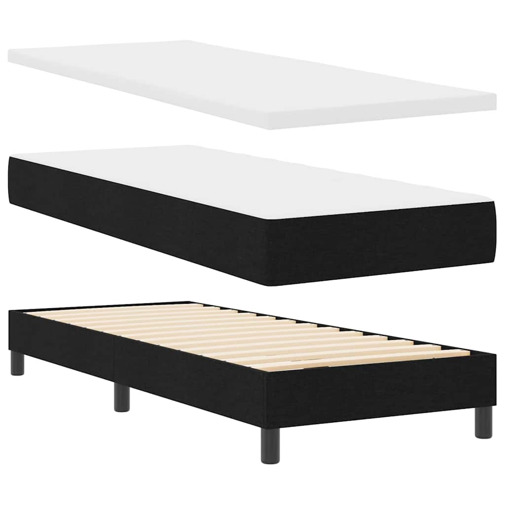 Boxspringbed met matras met hoofdeinde Zwart 80 x 200 cm Stof is nu te koop bij PeponiXL, paradijselijk wonen!