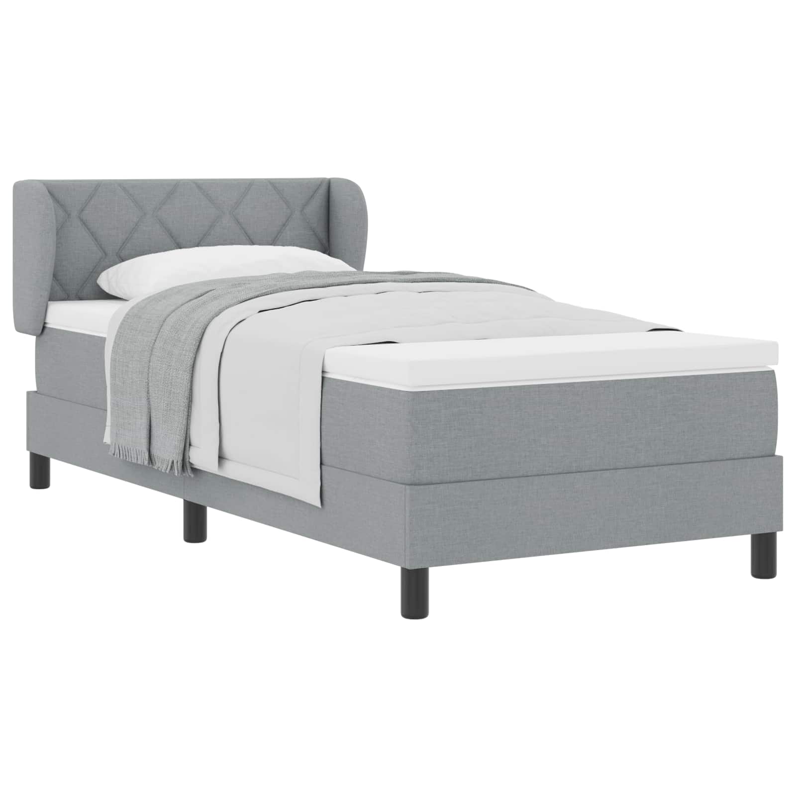 Boxspringbed met matras Lichtgrijs 90 x 190 cm Stof is nu te koop bij PeponiXL, paradijselijk wonen!