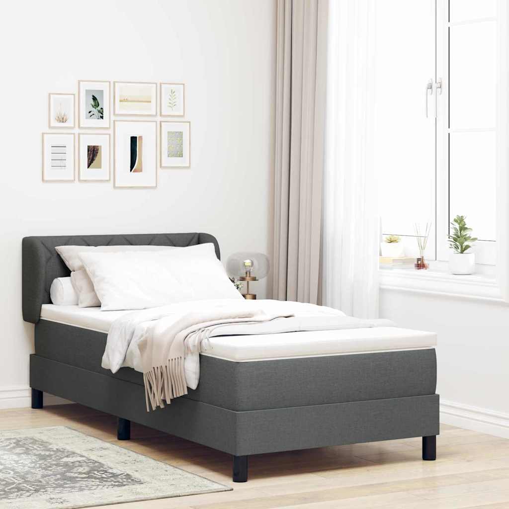 Boxspringbed met matras Donkergrijs 90 x 190 cm Stof is nu te koop bij PeponiXL, paradijselijk wonen!