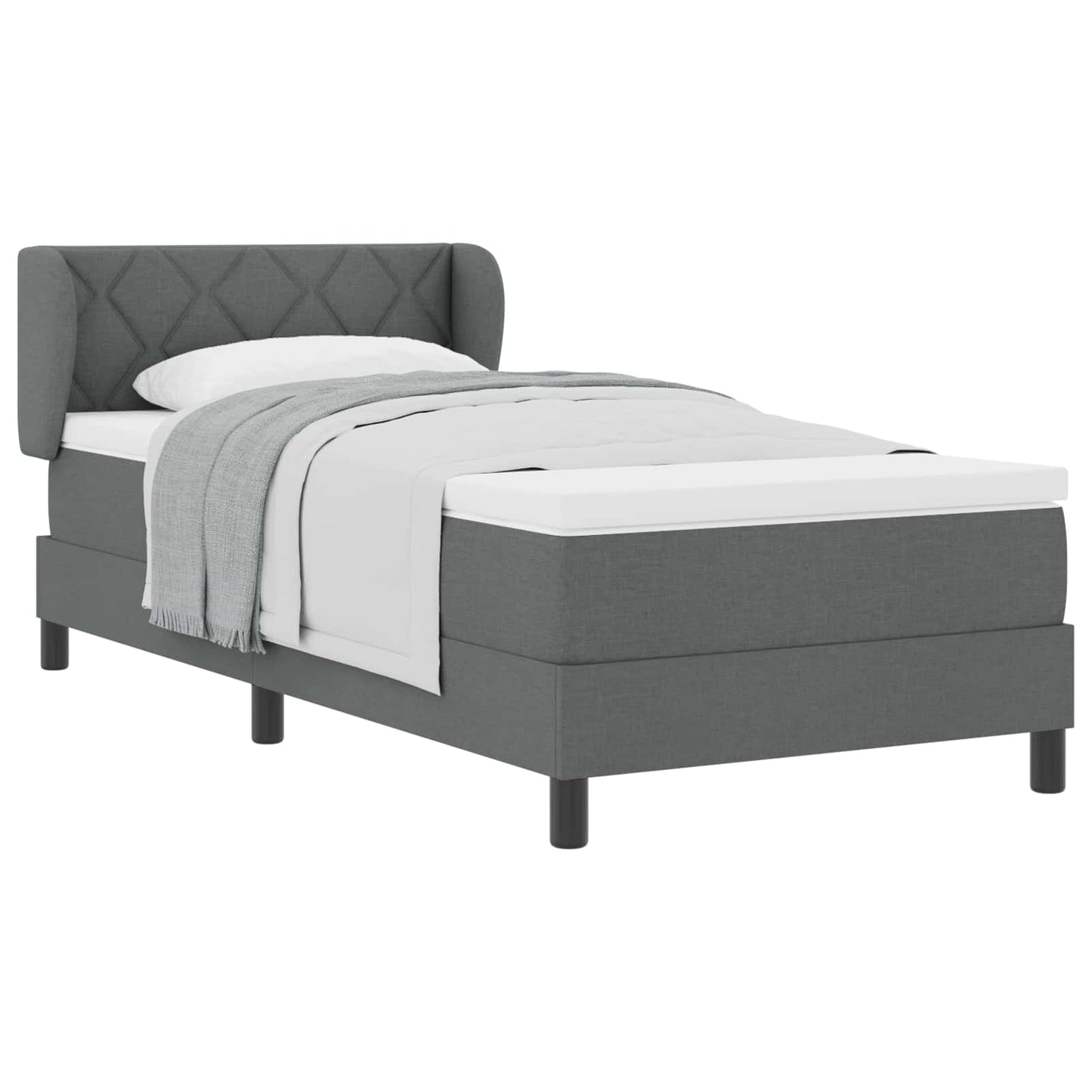 Boxspringbed met matras Donkergrijs 90 x 190 cm Stof is nu te koop bij PeponiXL, paradijselijk wonen!