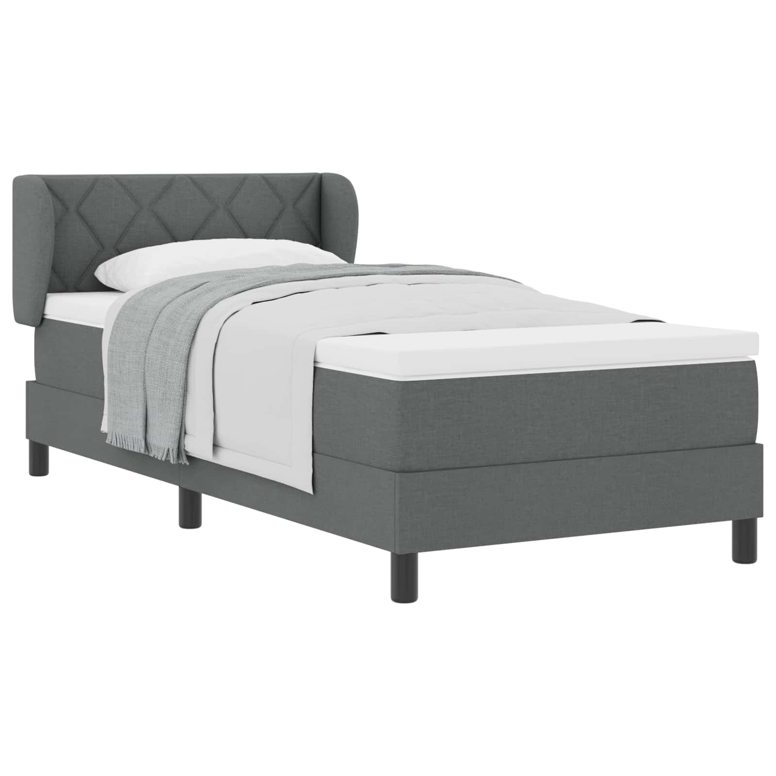Boxspringbed met matras Donkergrijs 90 x 190 cm Stof is nu te koop bij PeponiXL, paradijselijk wonen!