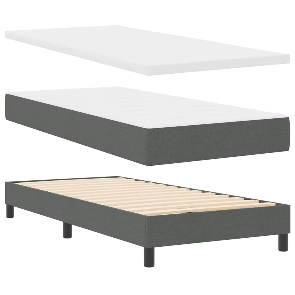 Boxspringbed met matras Donkergrijs 90 x 190 cm Stof is nu te koop bij PeponiXL, paradijselijk wonen!
