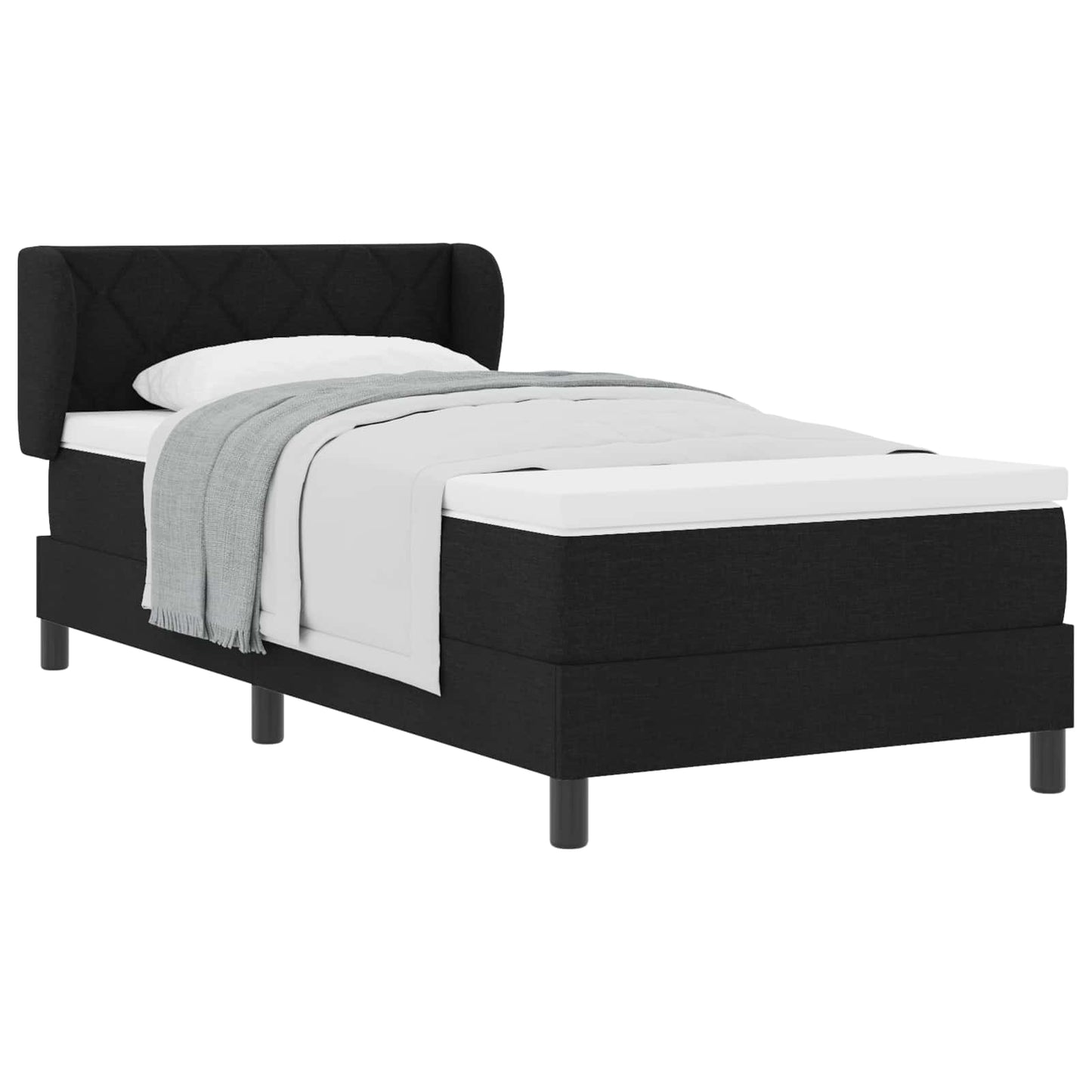 Boxspringbed met matras met hoofdeinde Zwart 90 x 190 cm Stof is nu te koop bij PeponiXL, paradijselijk wonen!