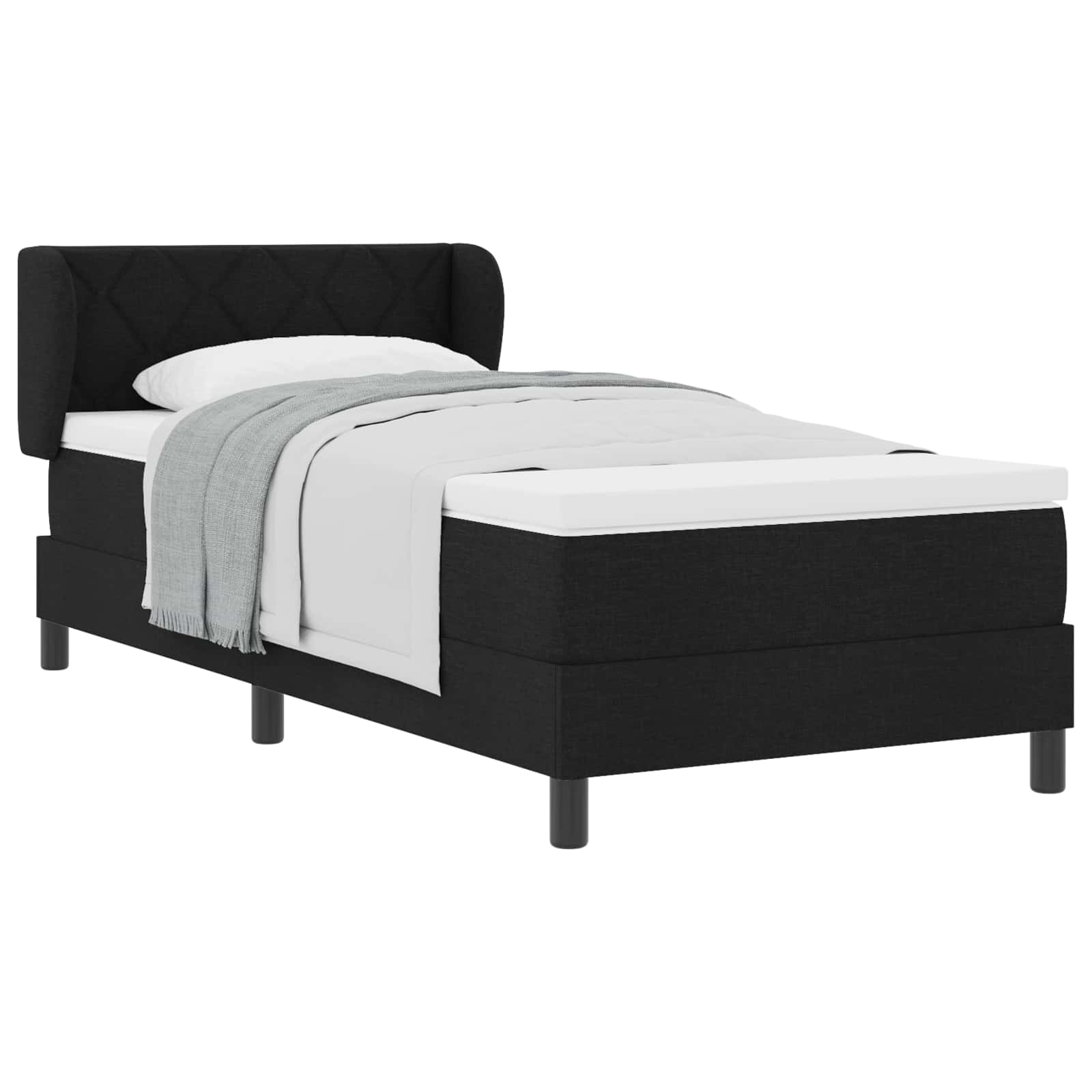 Boxspringbed met matras met hoofdeinde Zwart 90 x 190 cm Stof is nu te koop bij PeponiXL, paradijselijk wonen!