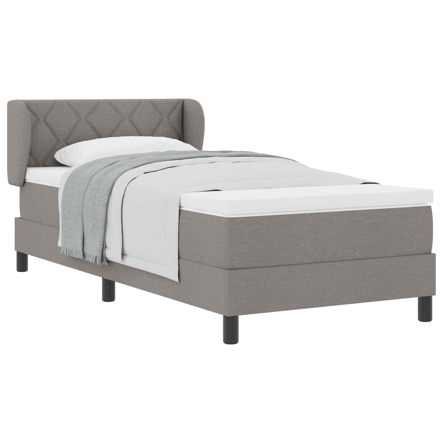 Boxspringbed met matras met hoofdeinde Taupe 90 x 190 cm Stof is nu te koop bij PeponiXL, paradijselijk wonen!