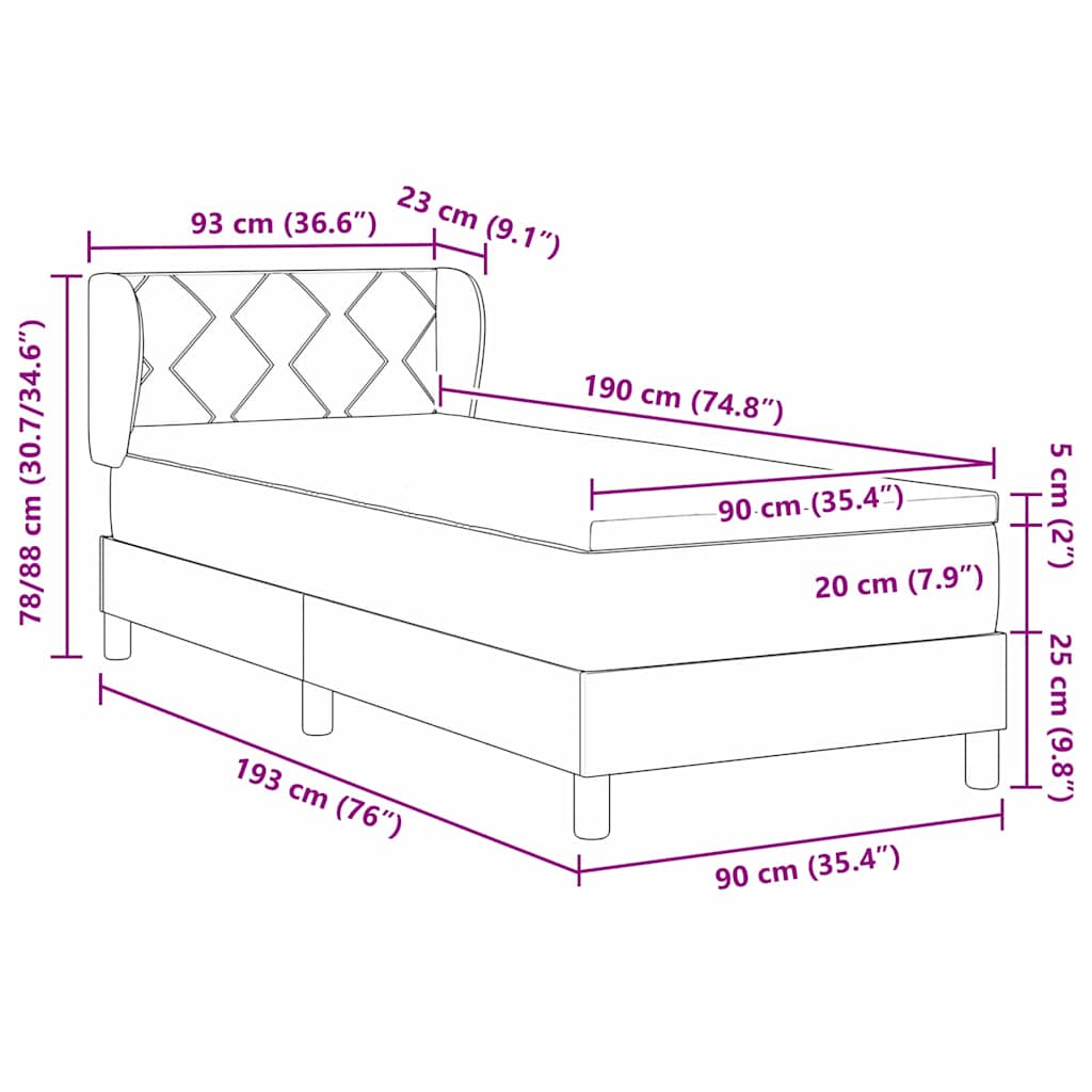 Boxspringbed met matras met hoofdeinde Taupe 90 x 190 cm Stof is nu te koop bij PeponiXL, paradijselijk wonen!