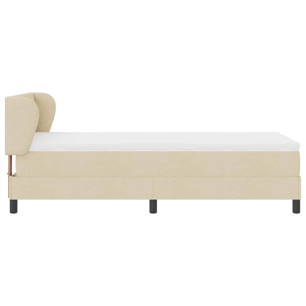 Boxspringbed met matras met hoofdeinde Crème 90 x 190 cm Stof is nu te koop bij PeponiXL, paradijselijk wonen!