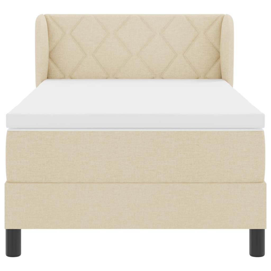 Boxspringbed met matras met hoofdeinde Crème 90 x 200 cm Stof is nu te koop bij PeponiXL, paradijselijk wonen!