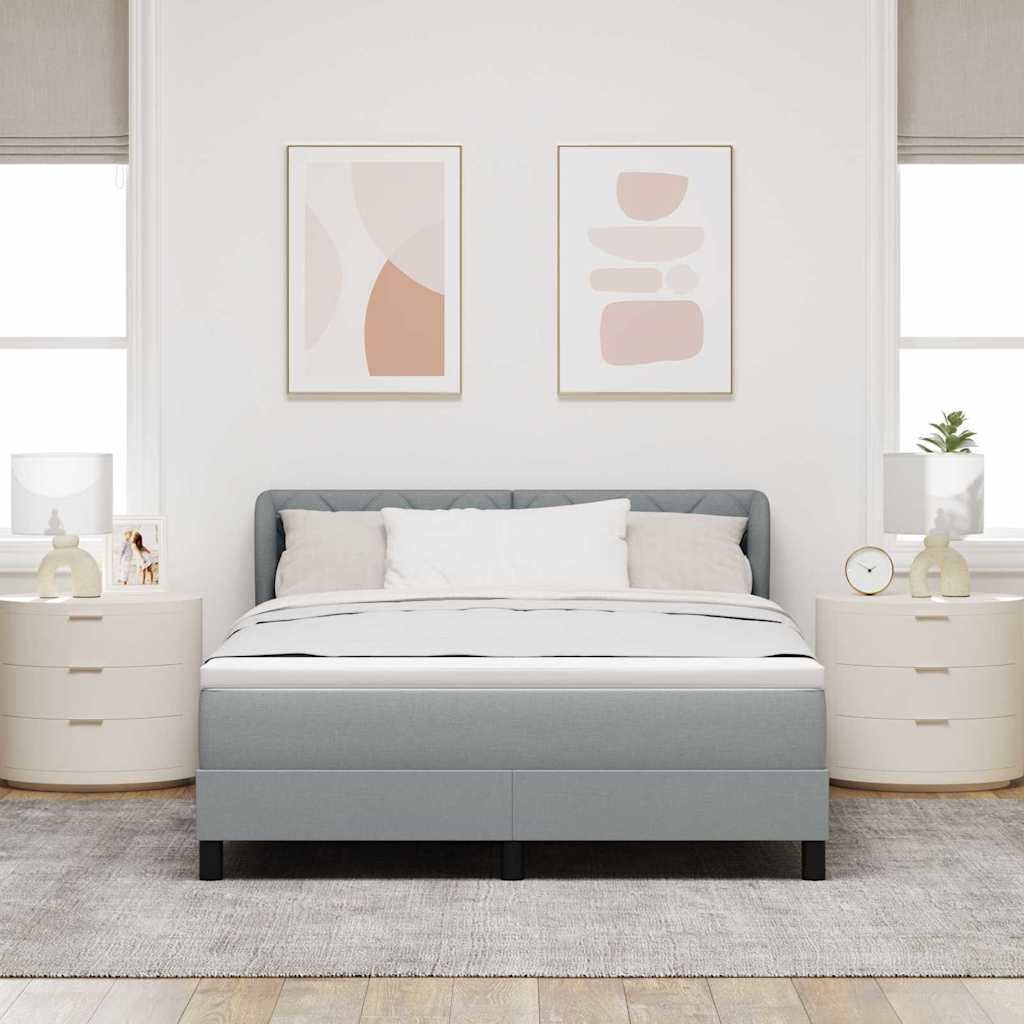 Boxspringbed met matras Lichtgrijs 160 x 200 cm Stof is nu te koop bij PeponiXL, paradijselijk wonen!