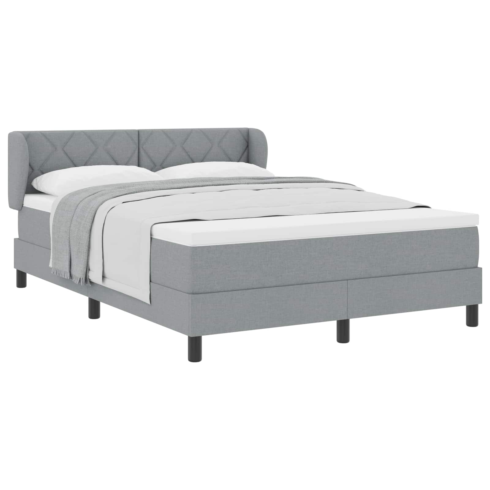 Boxspringbed met matras Lichtgrijs 160 x 200 cm Stof is nu te koop bij PeponiXL, paradijselijk wonen!