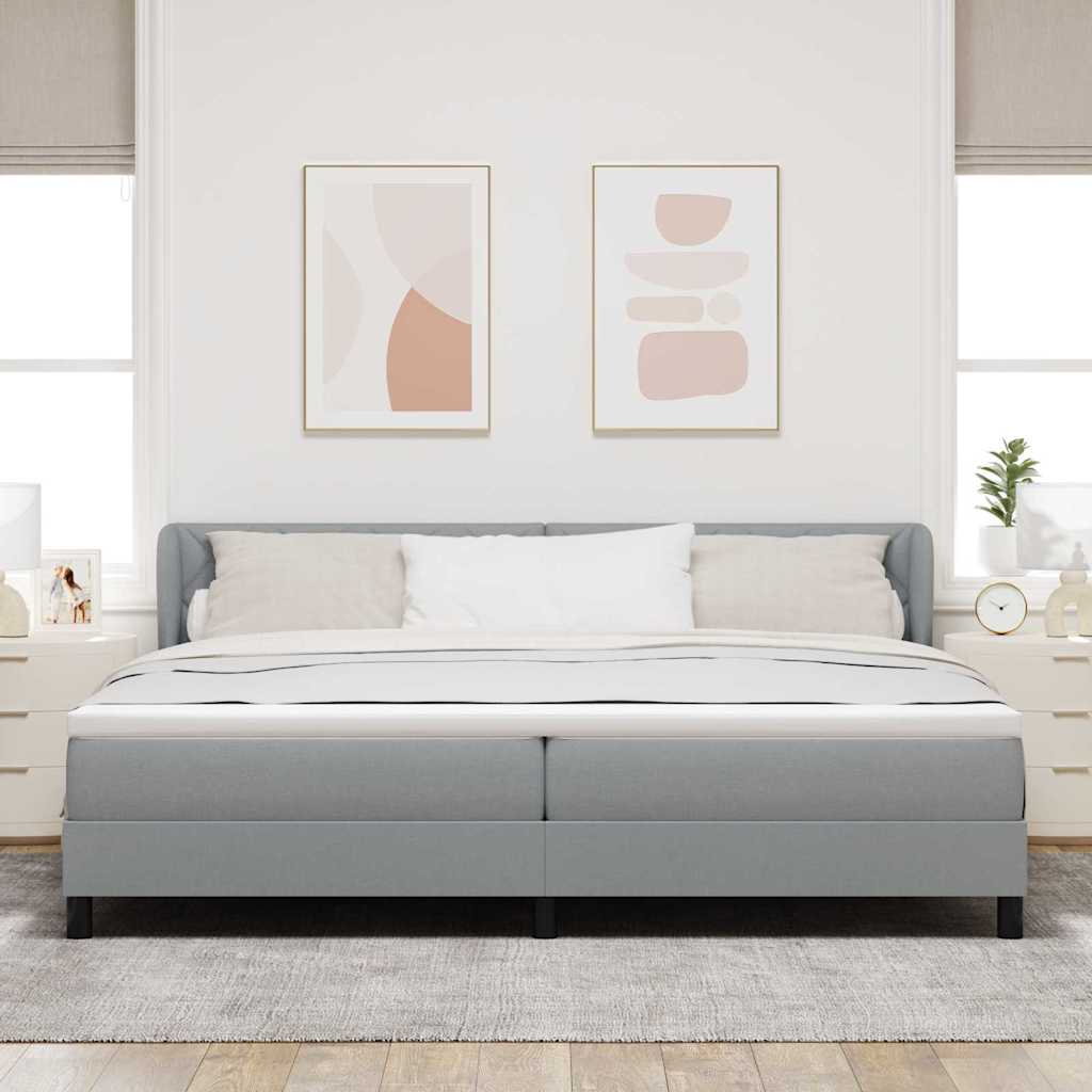 Boxspringbed met matras Lichtgrijs 200 x 200 cm Stof is nu te koop bij PeponiXL, paradijselijk wonen!