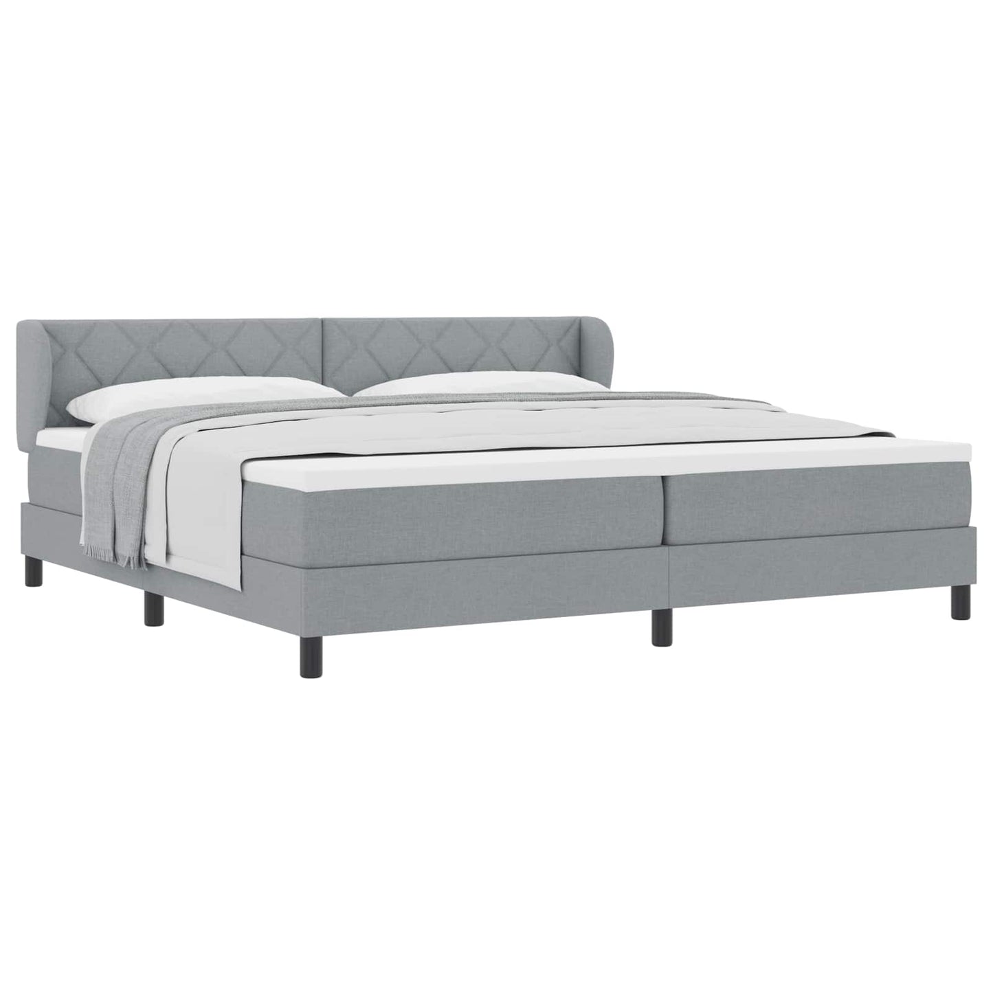 Boxspringbed met matras Lichtgrijs 200 x 200 cm Stof is nu te koop bij PeponiXL, paradijselijk wonen!