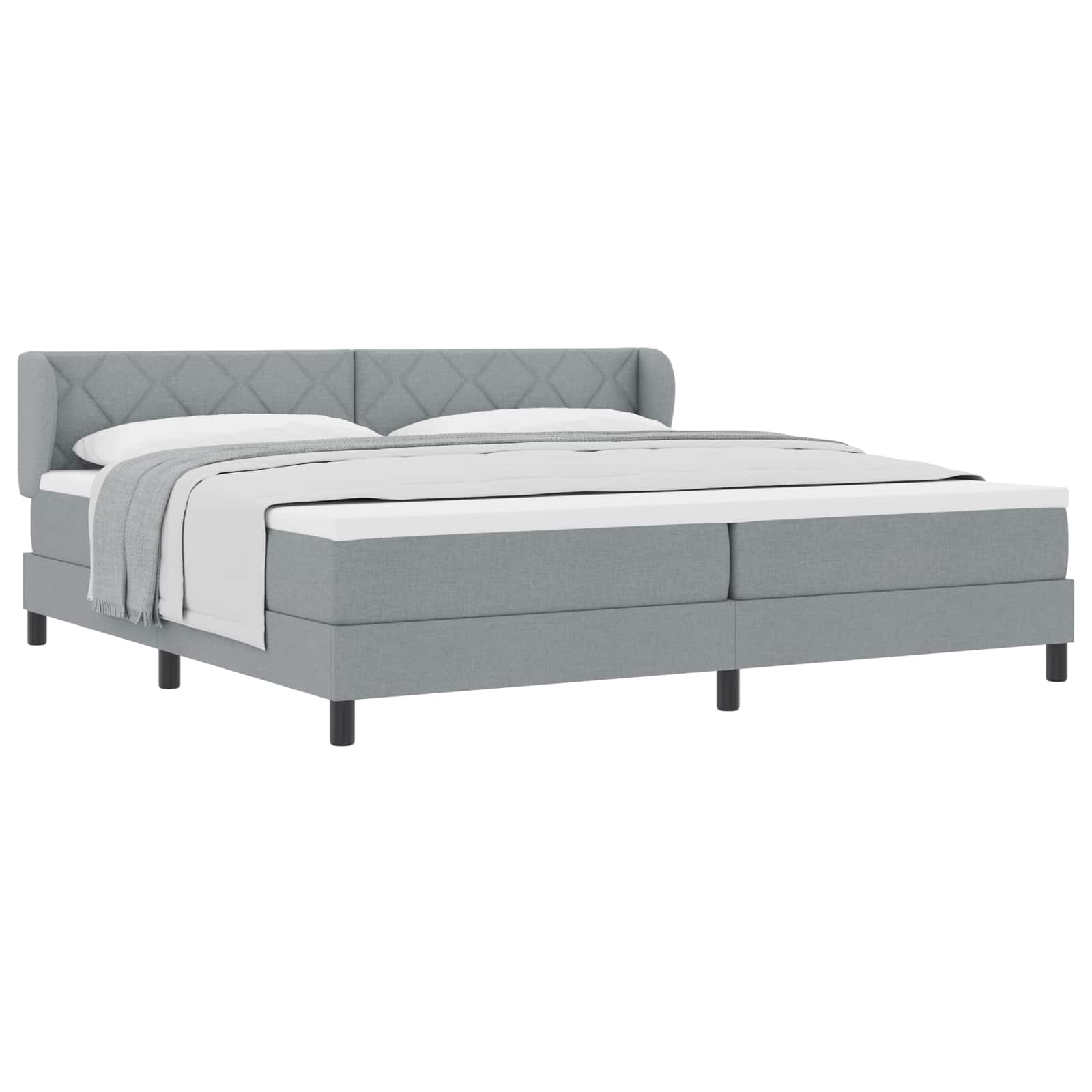 Boxspringbed met matras Lichtgrijs 200 x 200 cm Stof is nu te koop bij PeponiXL, paradijselijk wonen!