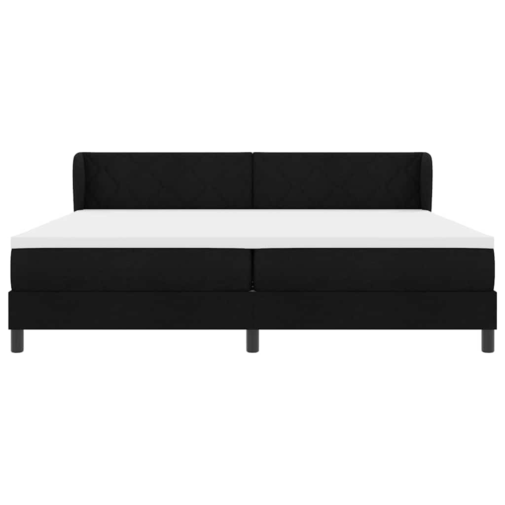 Boxspringbed met matras met hoofdeinde Zwart 200 x 200 cm Stof is nu te koop bij PeponiXL, paradijselijk wonen!