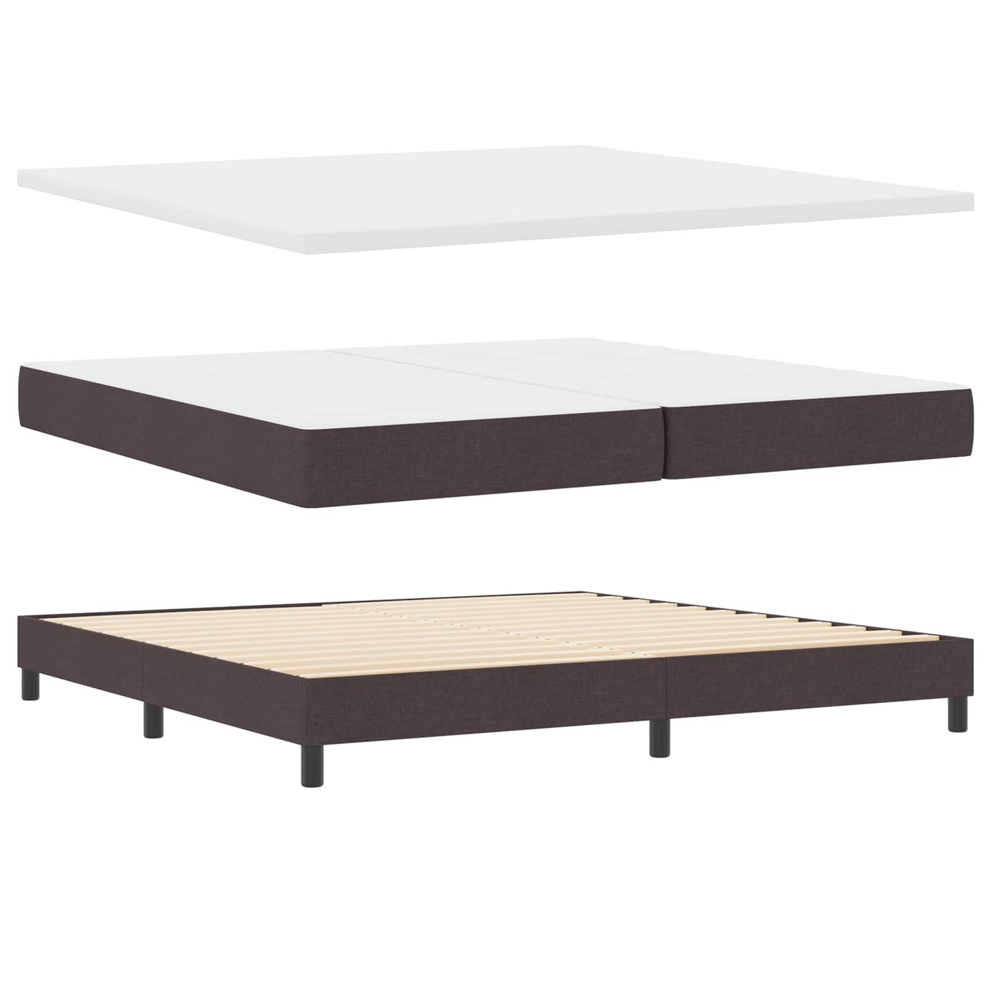 Boxspringbed met matras Donkerbruin 200 x 200 cm Stof is nu te koop bij PeponiXL, paradijselijk wonen!