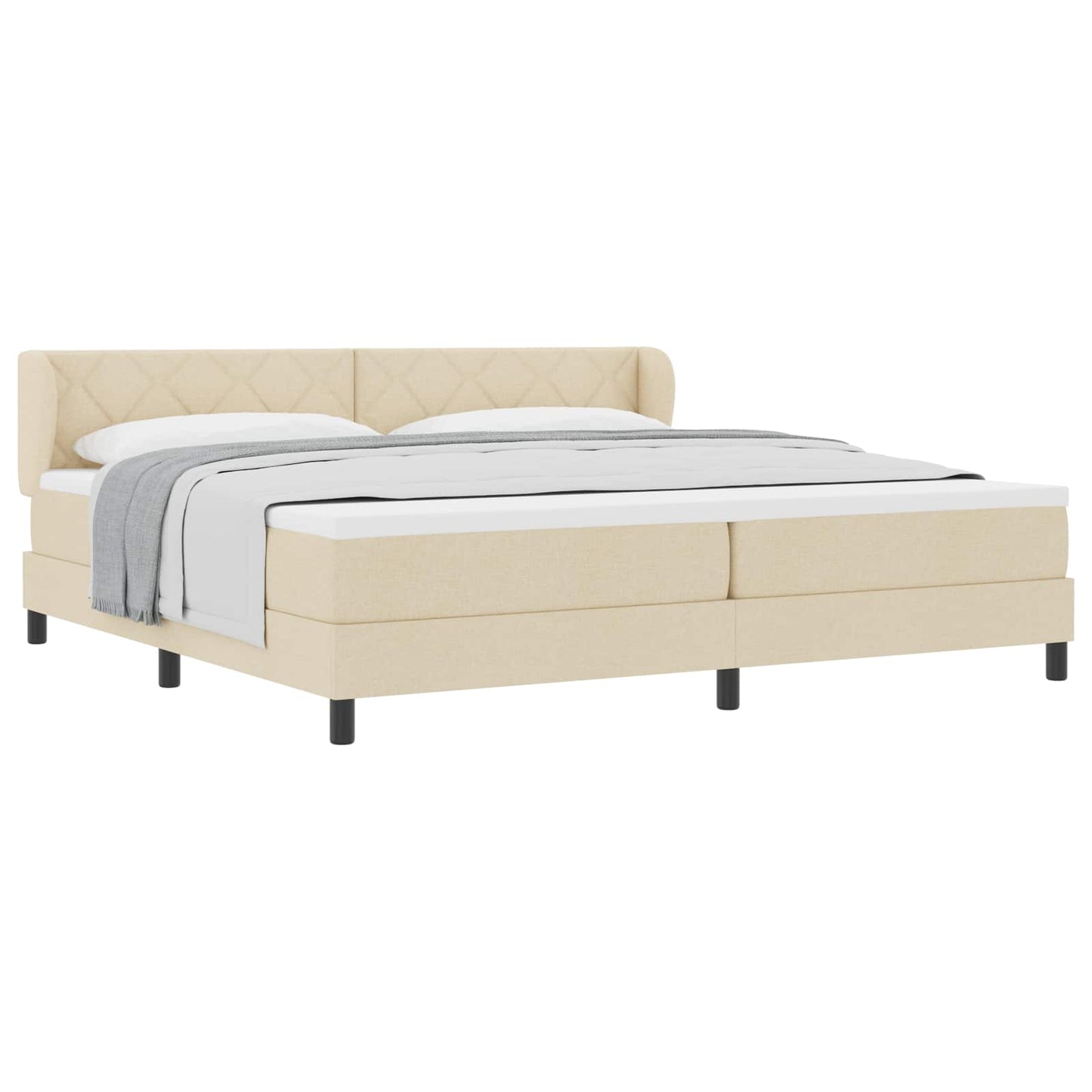 Boxspringbed met matras met hoofdeinde Crème 200 x 200 cm Stof is nu te koop bij PeponiXL, paradijselijk wonen!