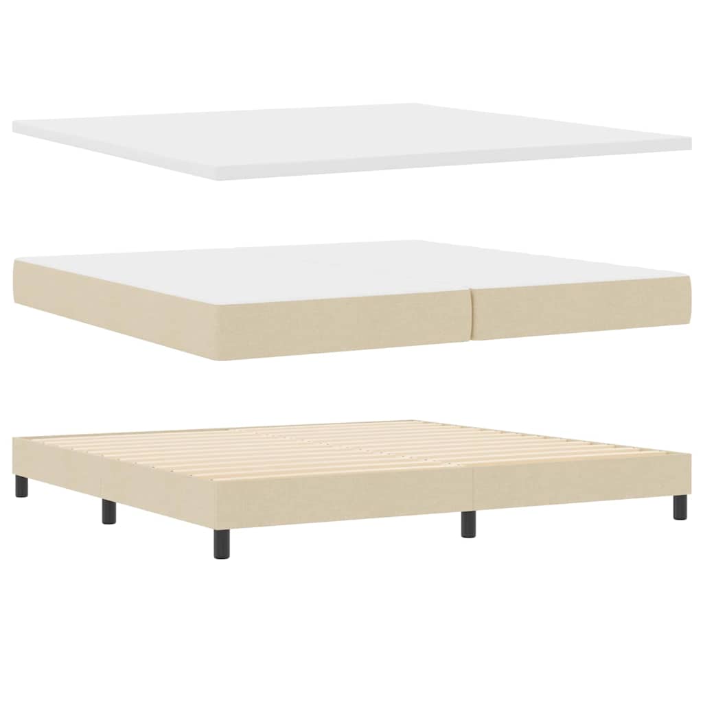 Boxspringbed met matras met hoofdeinde Crème 200 x 200 cm Stof is nu te koop bij PeponiXL, paradijselijk wonen!