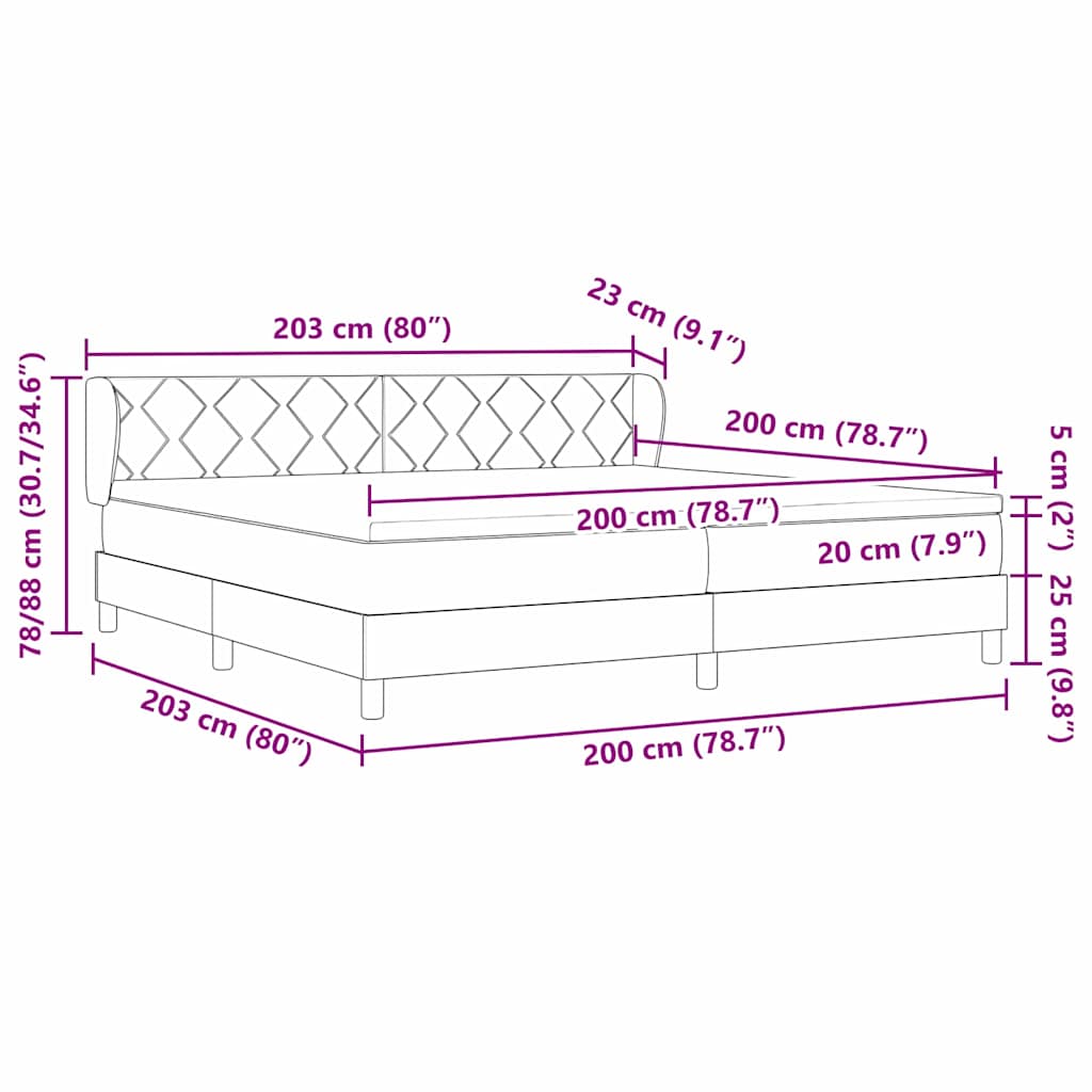 Boxspringbed met matras met hoofdeinde Crème 200 x 200 cm Stof is nu te koop bij PeponiXL, paradijselijk wonen!
