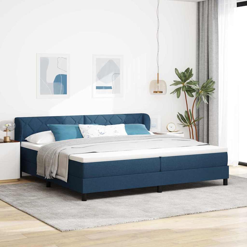 Boxspringbed met matras met hoofdeinde Blauw 200 x 200 cm Stof is nu te koop bij PeponiXL, paradijselijk wonen!