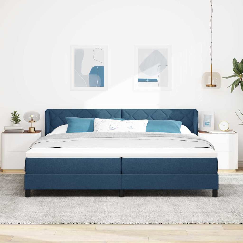 Boxspringbed met matras met hoofdeinde Blauw 200 x 200 cm Stof is nu te koop bij PeponiXL, paradijselijk wonen!