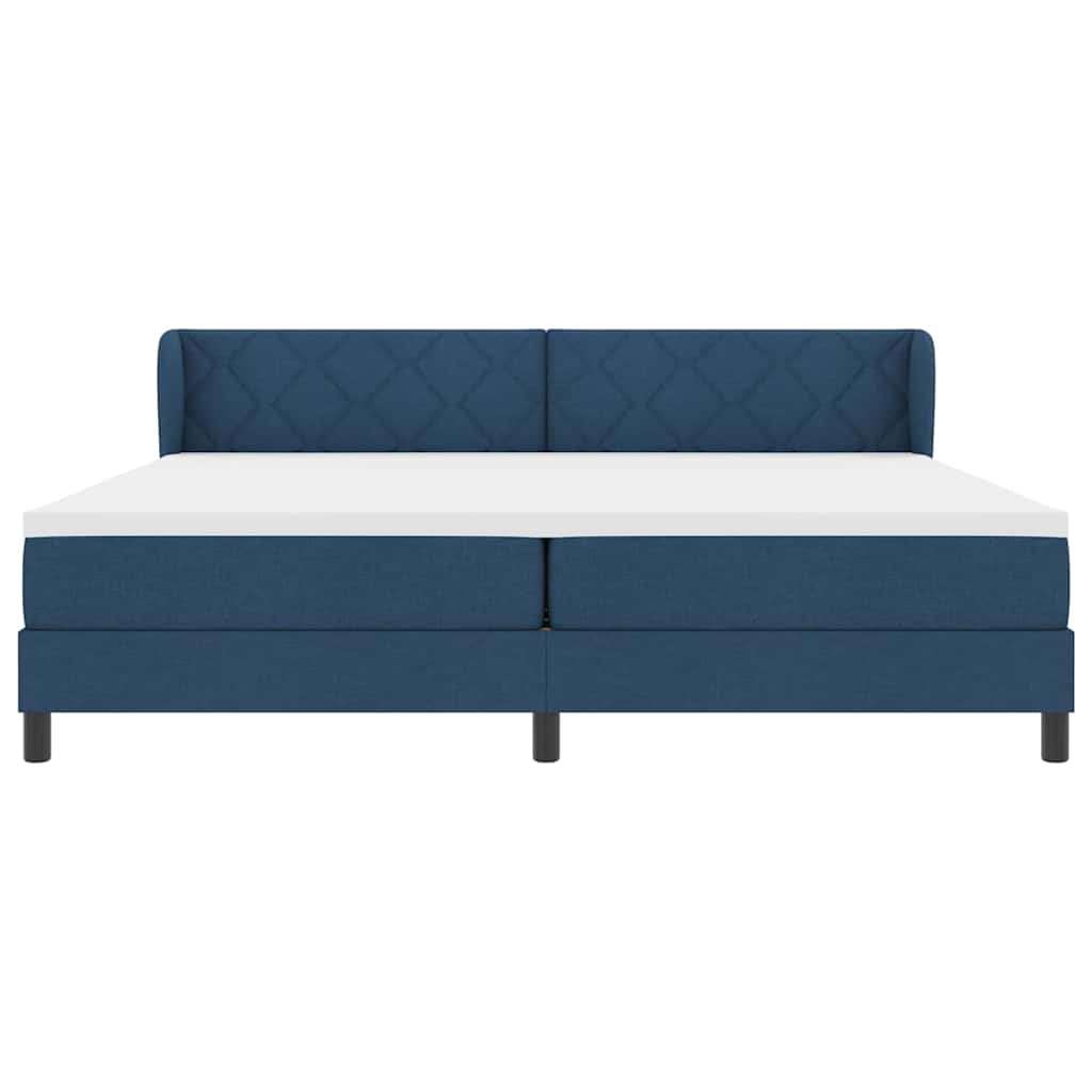 Boxspringbed met matras met hoofdeinde Blauw 200 x 200 cm Stof is nu te koop bij PeponiXL, paradijselijk wonen!