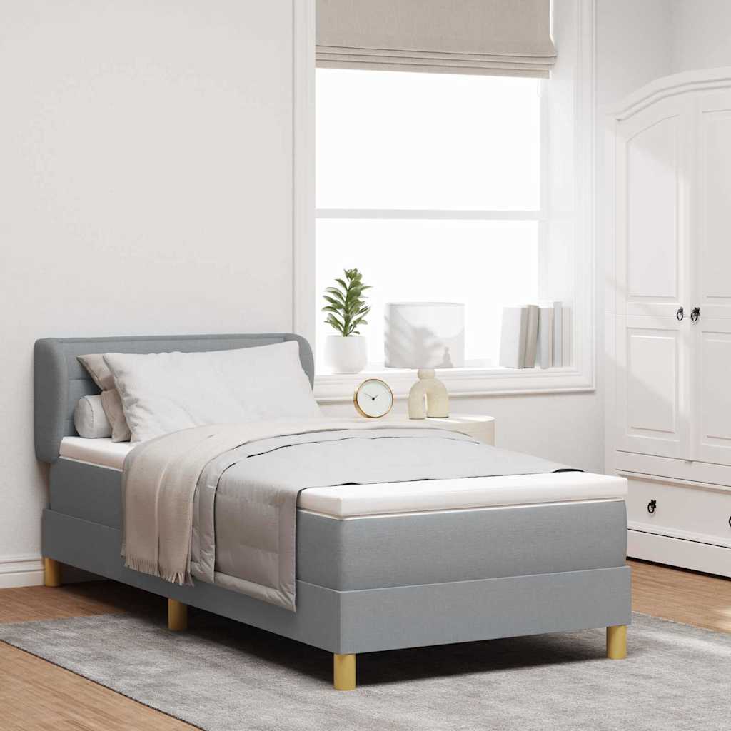Boxspringbed met matras Lichtgrijs 90 x 190 cm Stof is nu te koop bij PeponiXL, paradijselijk wonen!