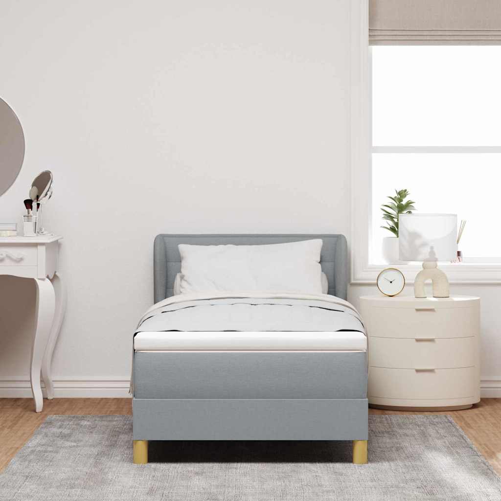 Boxspringbed met matras Lichtgrijs 90 x 190 cm Stof is nu te koop bij PeponiXL, paradijselijk wonen!