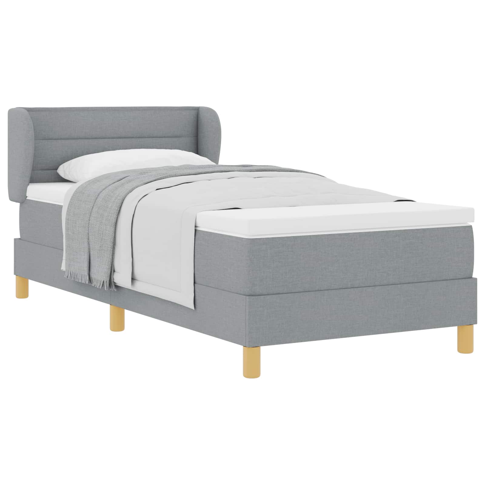 Boxspringbed met matras Lichtgrijs 90 x 190 cm Stof is nu te koop bij PeponiXL, paradijselijk wonen!
