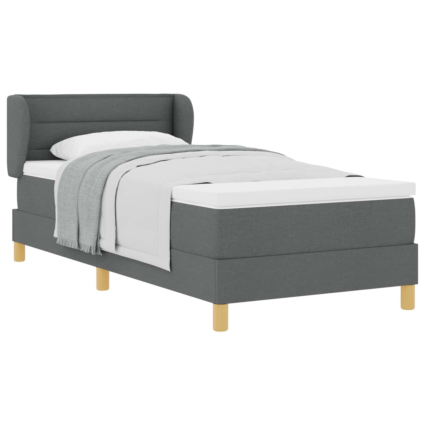 Boxspringbed met matras Donkergrijs 90 x 190 cm Stof is nu te koop bij PeponiXL, paradijselijk wonen!