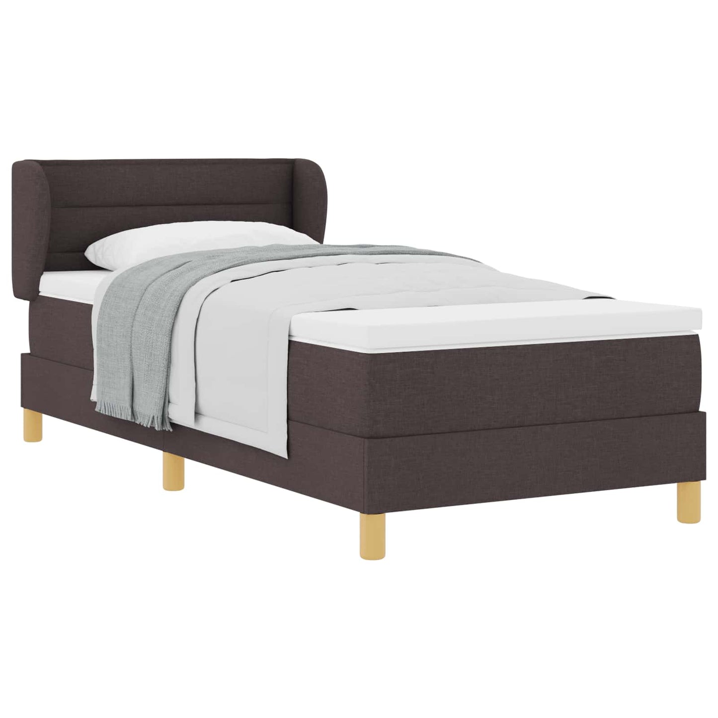 Boxspringbed met matras Donkerbruin 90 x 190 cm Stof is nu te koop bij PeponiXL, paradijselijk wonen!