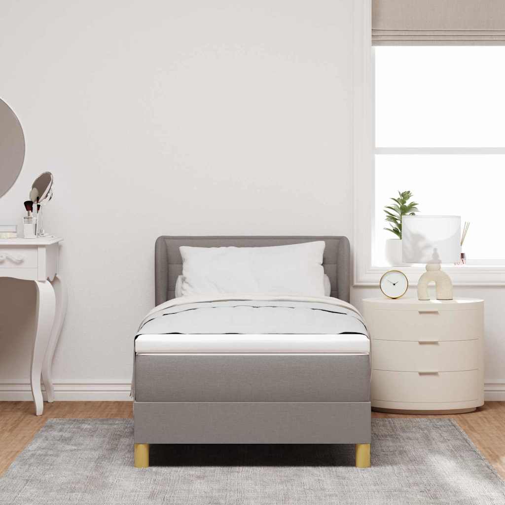 Boxspringbed met matras met hoofdeinde Taupe 90 x 190 cm Stof is nu te koop bij PeponiXL, paradijselijk wonen!