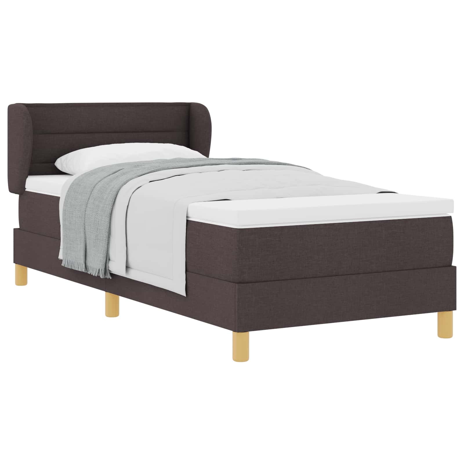 Boxspringbed met matras Donkerbruin 90 x 200 cm Stof is nu te koop bij PeponiXL, paradijselijk wonen!