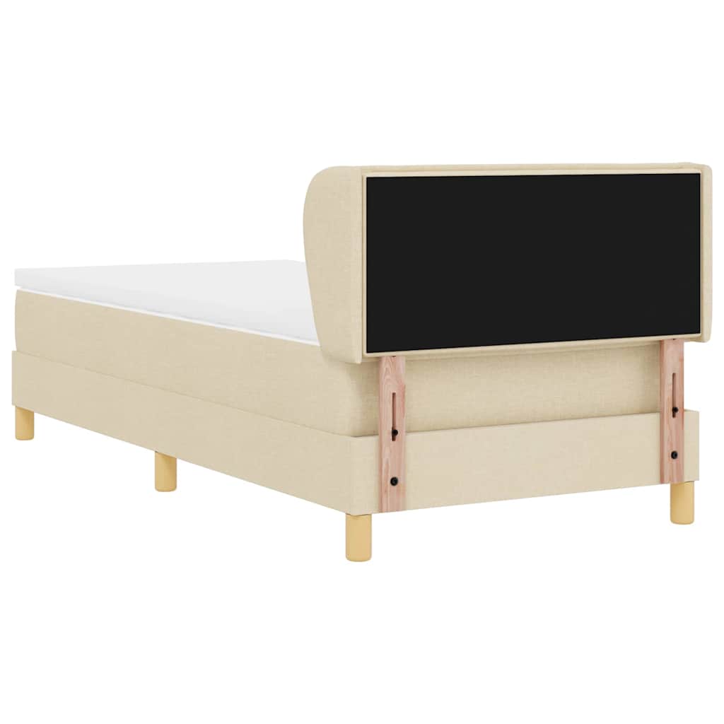 Boxspringbed met matras met hoofdeinde Crème 90 x 200 cm Stof is nu te koop bij PeponiXL, paradijselijk wonen!
