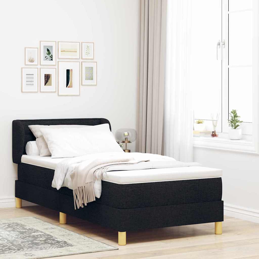 Boxspringbed met matras met hoofdeinde Zwart 100 x 200 cm Stof is nu te koop bij PeponiXL, paradijselijk wonen!