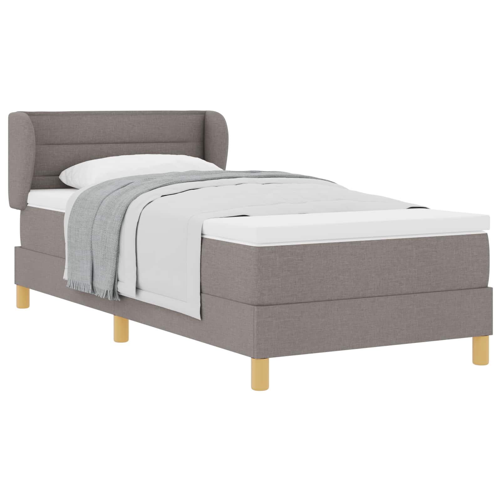 Boxspringbed met matras met hoofdeinde Taupe 100 x 200 cm Stof is nu te koop bij PeponiXL, paradijselijk wonen!