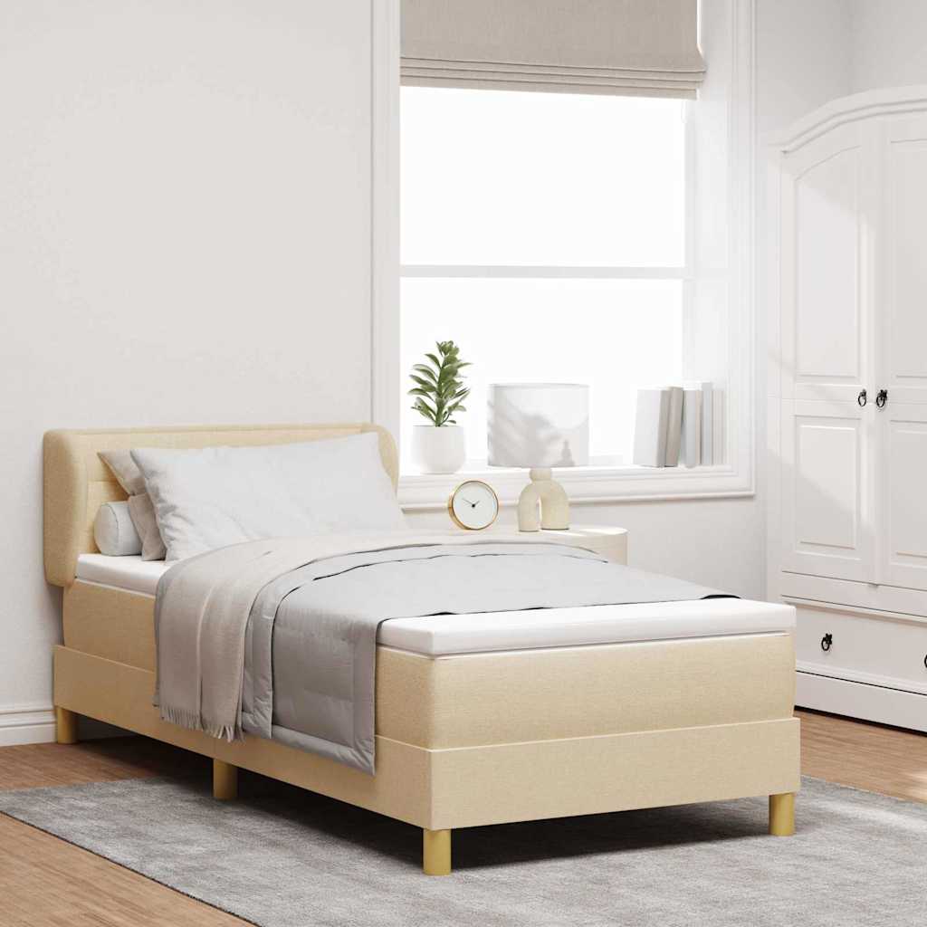 Boxspringbed met matras met hoofdeinde Crème 100 x 200 cm Stof is nu te koop bij PeponiXL, paradijselijk wonen!