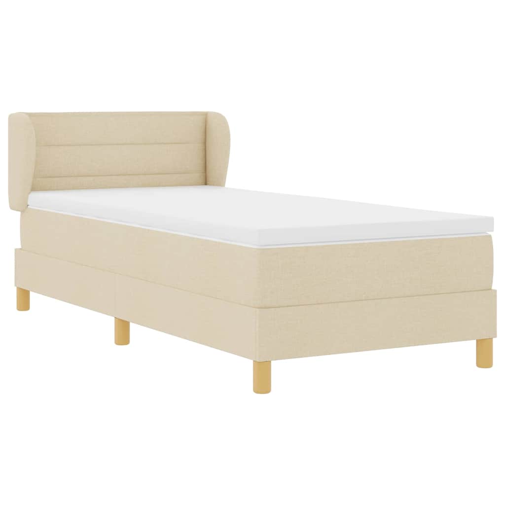 Boxspringbed met matras met hoofdeinde Crème 100 x 200 cm Stof is nu te koop bij PeponiXL, paradijselijk wonen!
