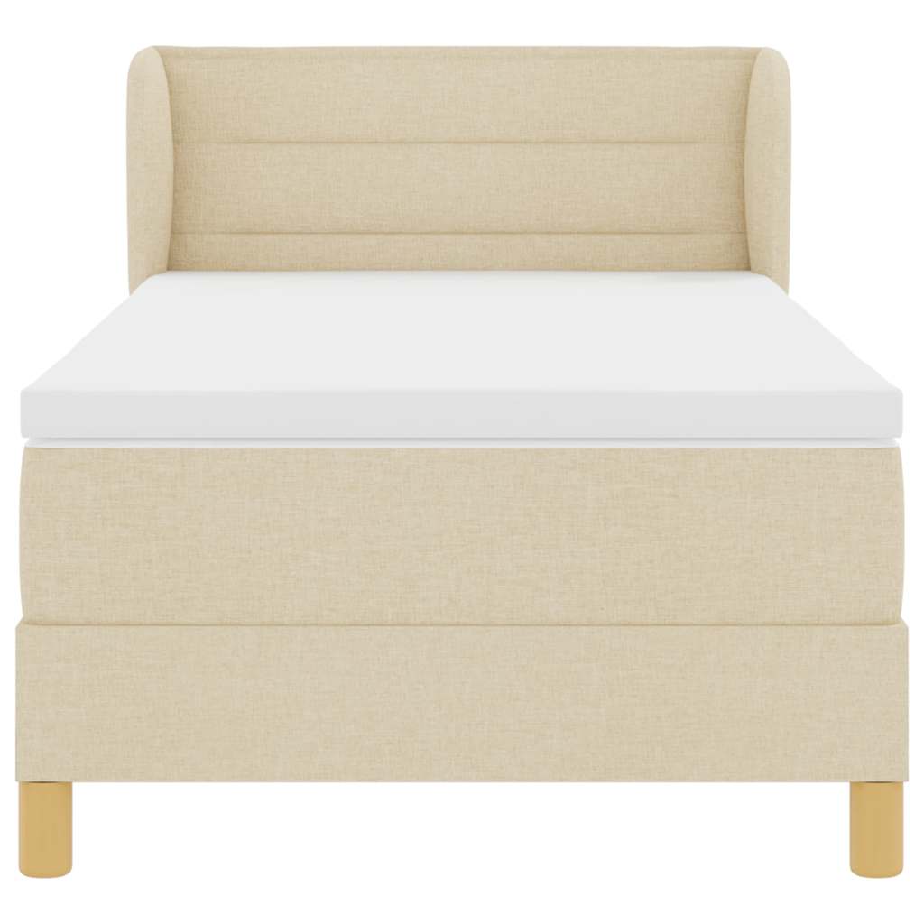 Boxspringbed met matras met hoofdeinde Crème 100 x 200 cm Stof is nu te koop bij PeponiXL, paradijselijk wonen!