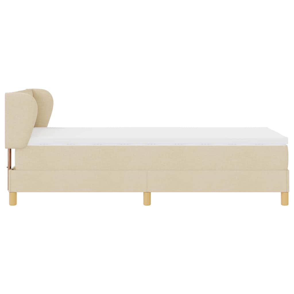 Boxspringbed met matras met hoofdeinde Crème 100 x 200 cm Stof is nu te koop bij PeponiXL, paradijselijk wonen!