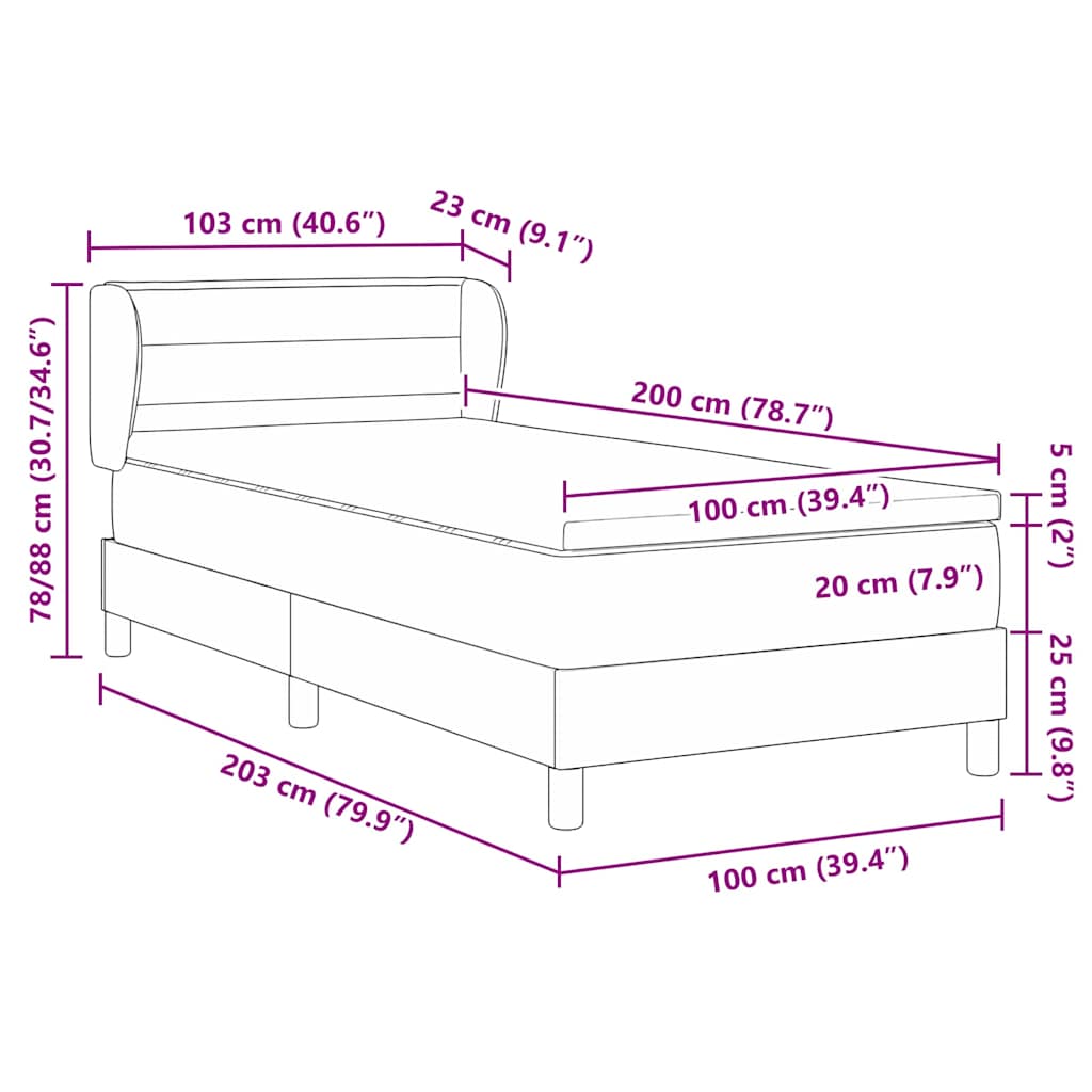 Boxspringbed met matras met hoofdeinde Blauw 100 x 200 cm Stof is nu te koop bij PeponiXL, paradijselijk wonen!