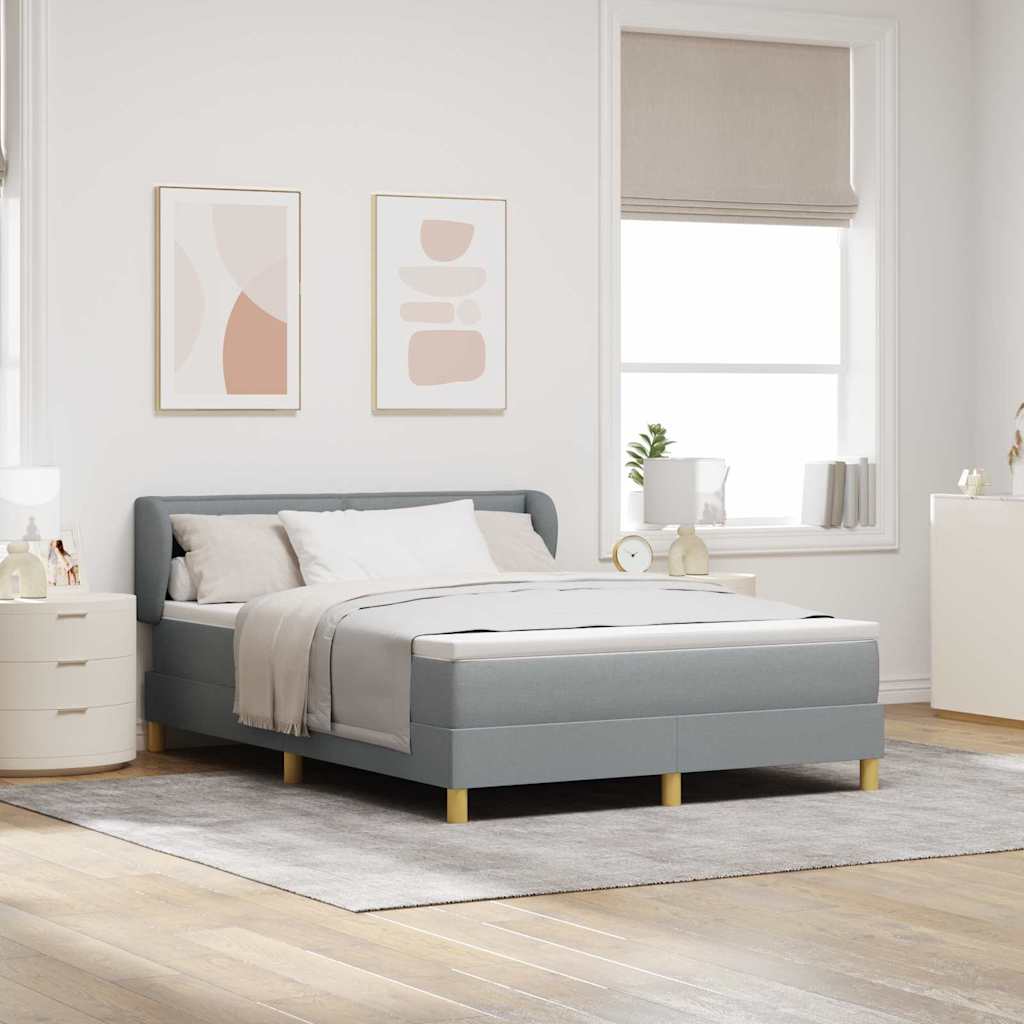 Boxspringbed met matras Lichtgrijs 140 x 190 cm Stof is nu te koop bij PeponiXL, paradijselijk wonen!