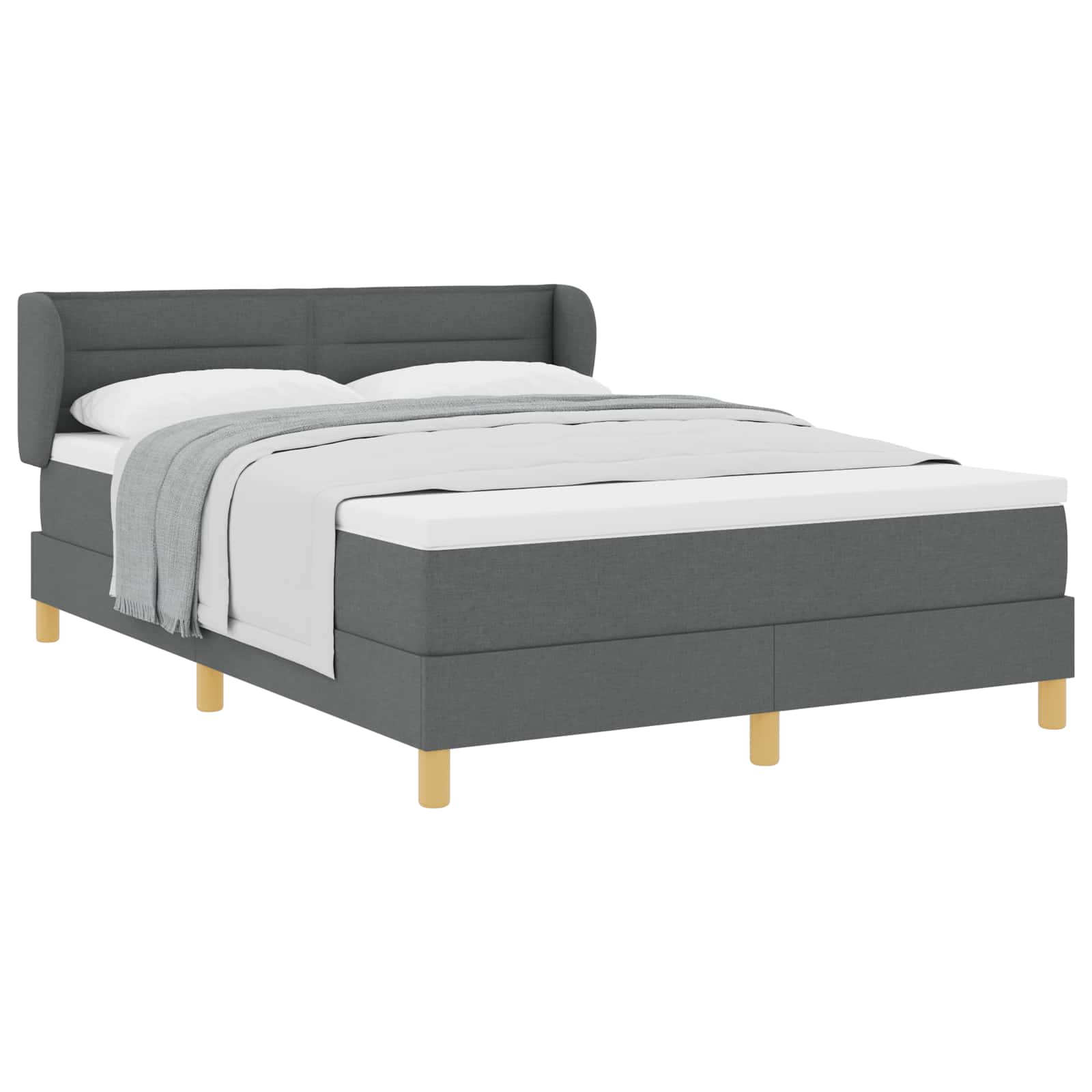 Boxspringbed met matras Donkergrijs 140 x 190 cm Stof is nu te koop bij PeponiXL, paradijselijk wonen!