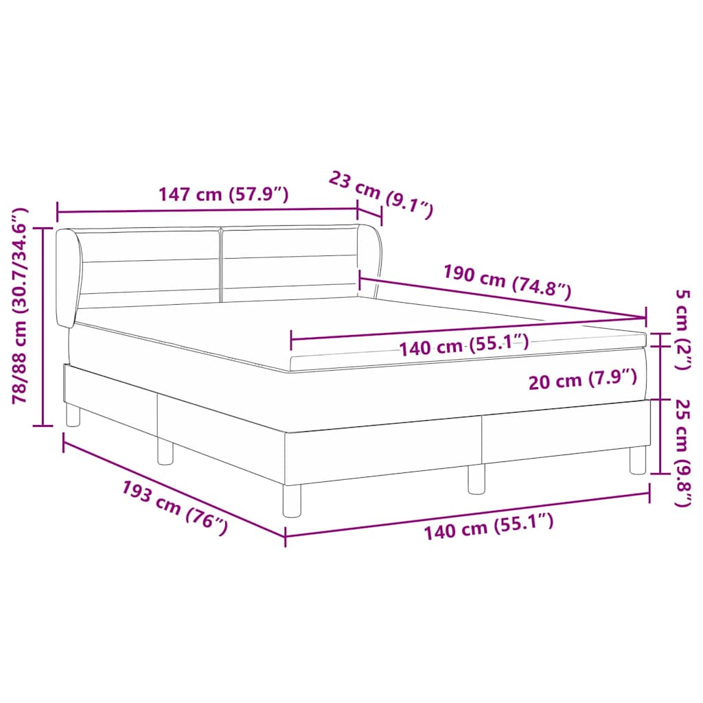 Boxspringbed met matras Donkergrijs 140 x 190 cm Stof is nu te koop bij PeponiXL, paradijselijk wonen!