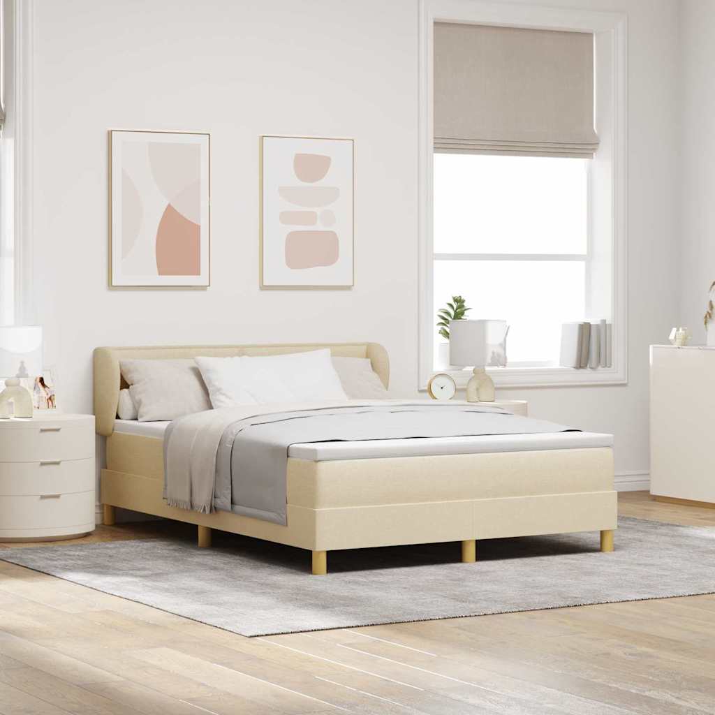 Boxspringbed met matras met hoofdeinde Crème 140 x 190 cm Stof is nu te koop bij PeponiXL, paradijselijk wonen!
