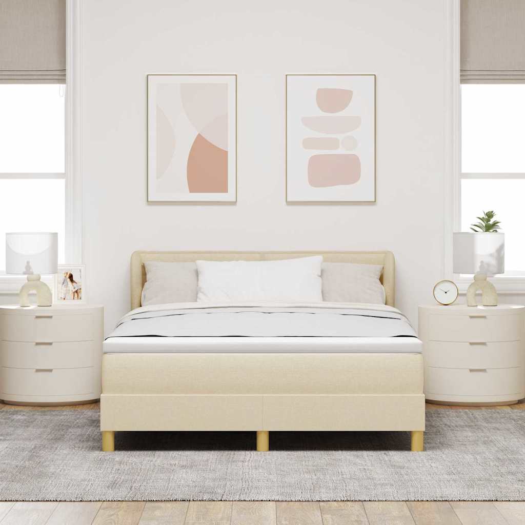 Boxspringbed met matras met hoofdeinde Crème 140 x 190 cm Stof is nu te koop bij PeponiXL, paradijselijk wonen!