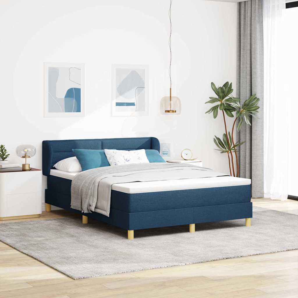 Boxspringbed met matras met hoofdeinde Blauw 140 x 190 cm Stof is nu te koop bij PeponiXL, paradijselijk wonen!